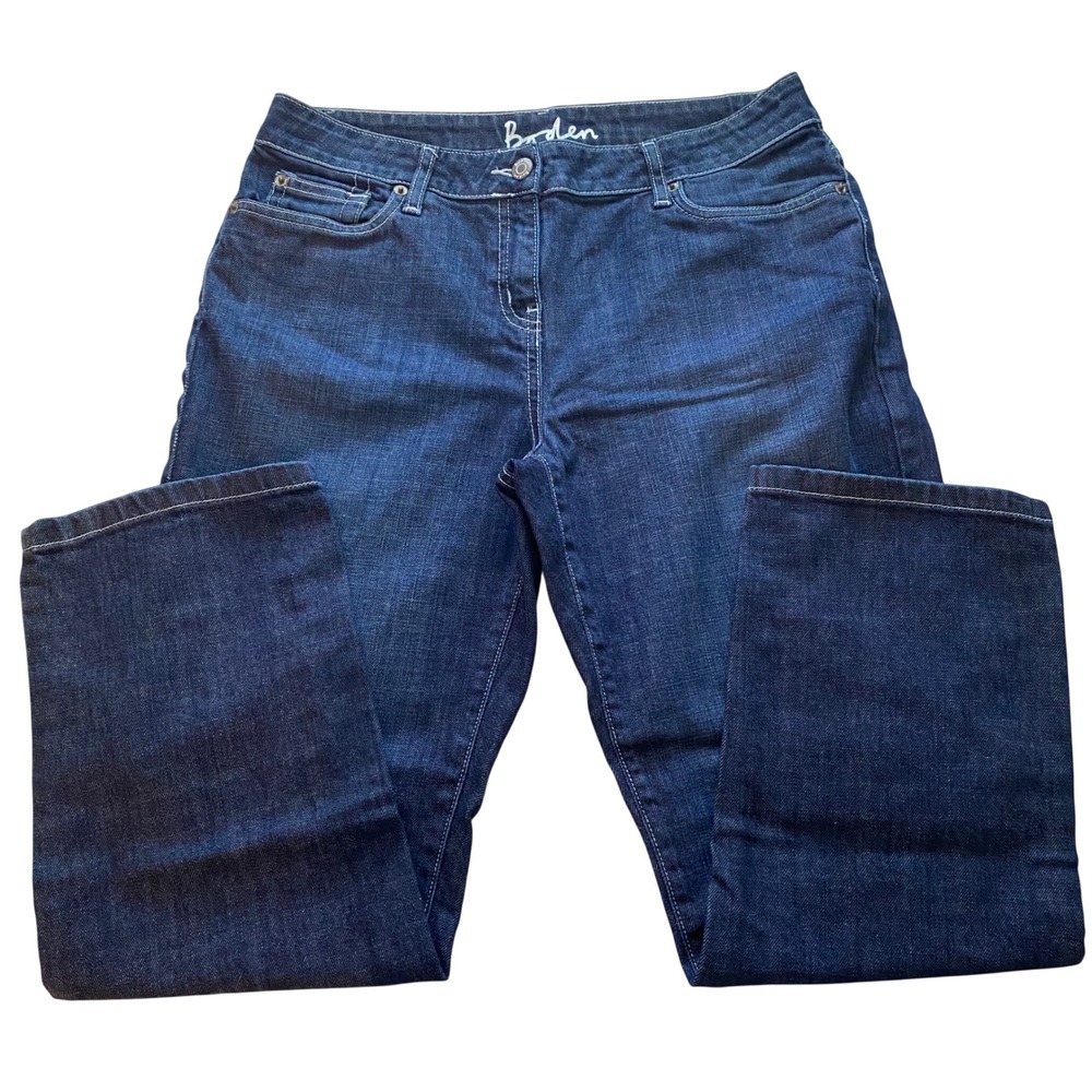 Boden Ankle Straight Leg Jeans Women 12R Dark Blue Mid Rise Denim Casual Basics